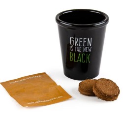 Pot black "Green is the new black"- Tournesol