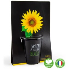 Pot black "Green is the new black"- Tournesol